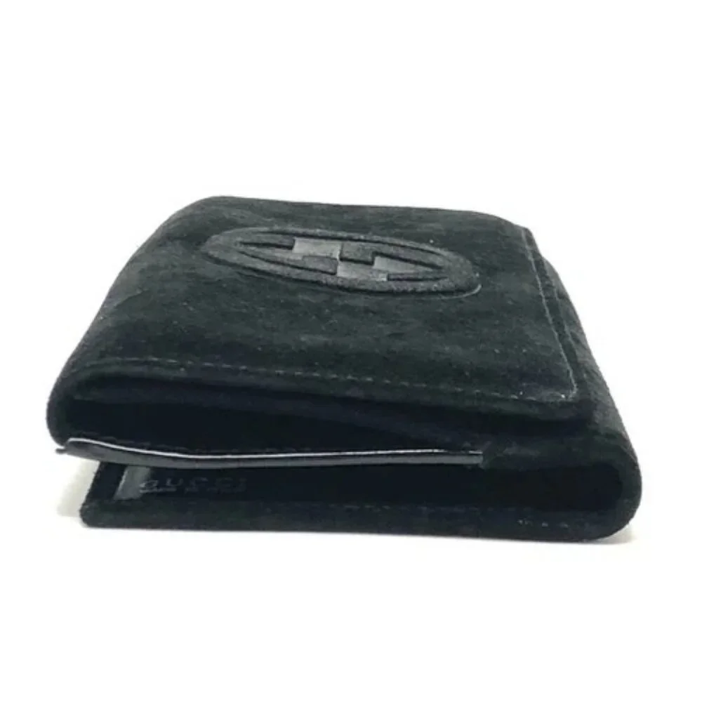 GUCCI Old Gucci Interlocking G Long Wallet Flap Long Wallet Suede/Enamel Black - Picture 4 of 15